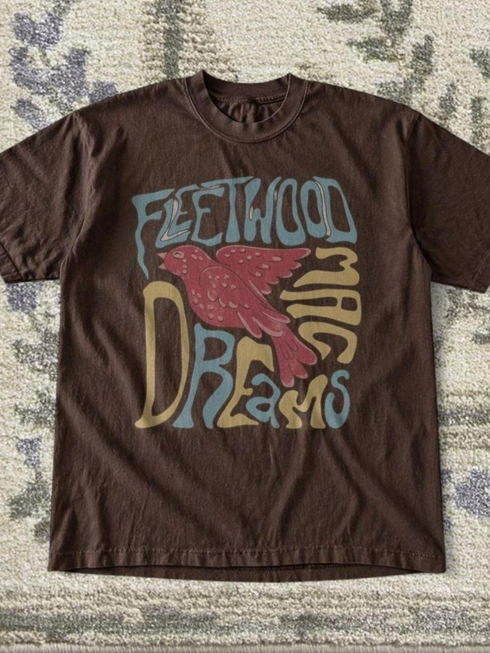 Gildan Brown Tee with Red Bird & Blue-Gold Retro Logo